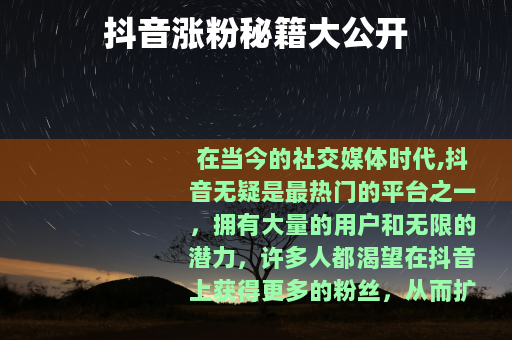 抖音涨粉秘籍大公开