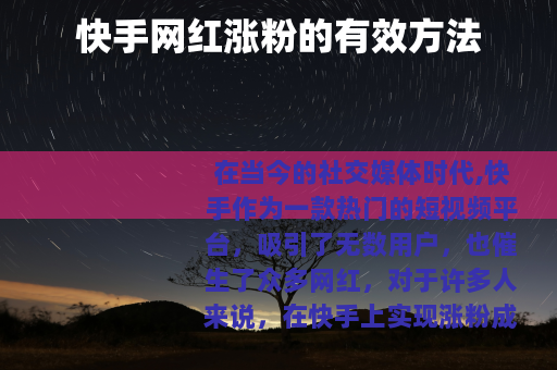 快手网红涨粉的有效方法