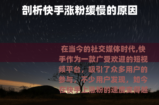 剖析快手涨粉缓慢的原因