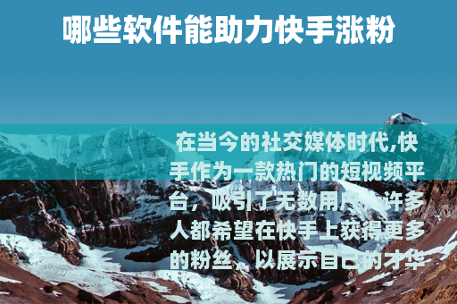 哪些软件能助力快手涨粉