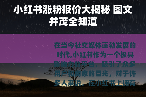 小红书涨粉报价大揭秘 图文并茂全知道