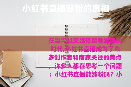 小红书直播涨粉的真相