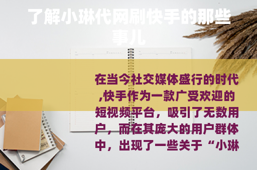 了解小琳代网刷快手的那些事儿
