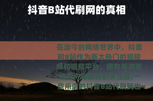抖音B站代刷网的真相