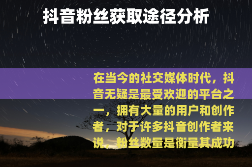 抖音粉丝获取途径分析