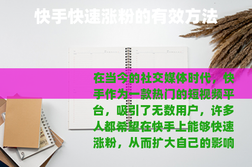 快手快速涨粉的有效方法