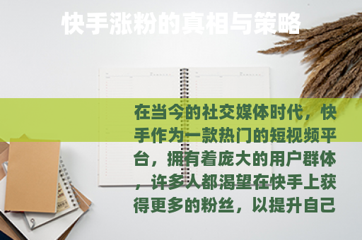 快手涨粉的真相与策略