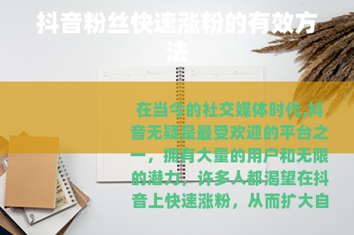 抖音粉丝快速涨粉的有效方法