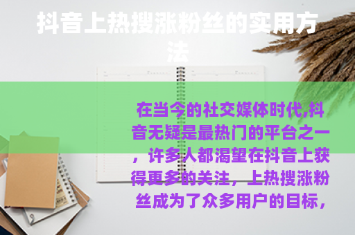 抖音上热搜涨粉丝的实用方法