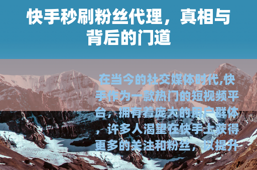 快手秒刷粉丝代理，真相与背后的门道