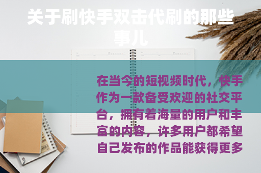关于刷快手双击代刷的那些事儿