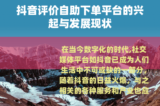 抖音评价自助下单平台的兴起与发展现状