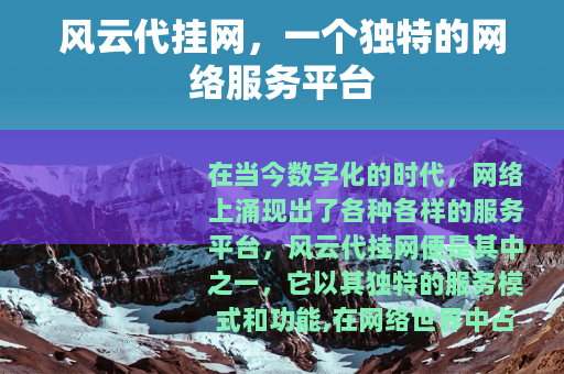 风云代挂网，一个独特的网络服务平台