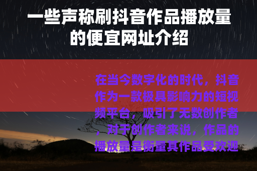 一些声称刷抖音作品播放量的便宜网址介绍