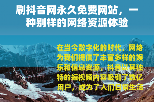 刷抖音网永久免费网站，一种别样的网络资源体验