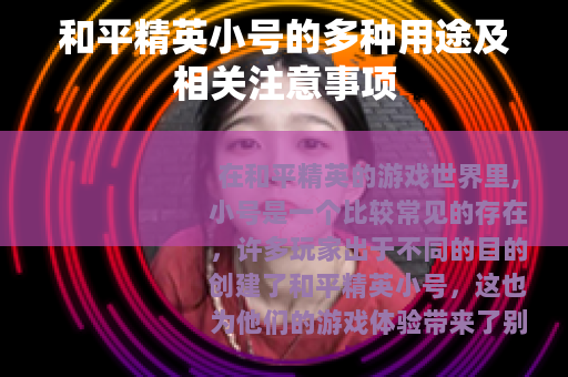 和平精英小号的多种用途及相关注意事项