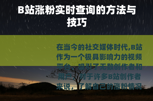 B站涨粉实时查询的方法与技巧