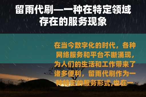 留雨代刷—一种在特定领域存在的服务现象