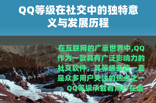 QQ等级在社交中的独特意义与发展历程