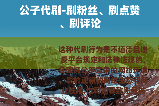 公子代刷-刷粉丝、刷点赞、刷评论