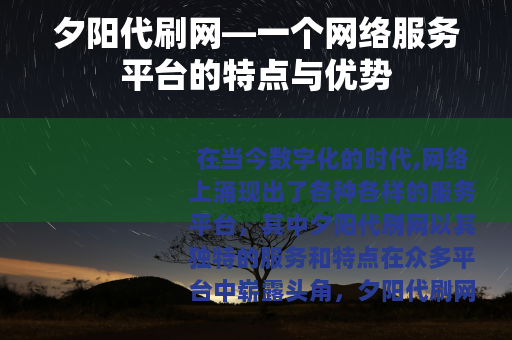 夕阳代刷网—一个网络服务平台的特点与优势