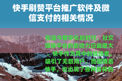 快手刷赞平台推广软件及微信支付的相关情况