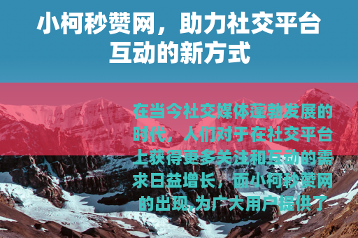 小柯秒赞网，助力社交平台互动的新方式