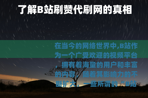 了解B站刷赞代刷网的真相