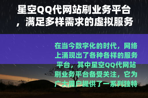 星空QQ代网站刷业务平台，满足多样需求的虚拟服务世界