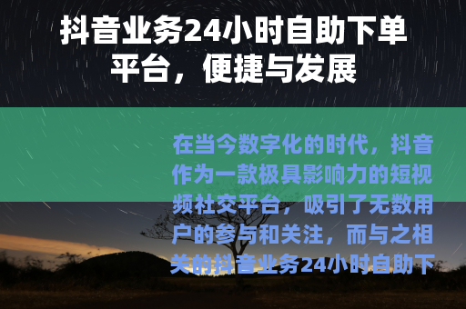 抖音业务24小时自助下单平台，便捷与发展