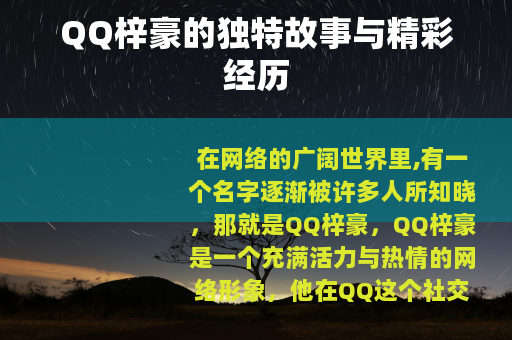 QQ梓豪的独特故事与精彩经历