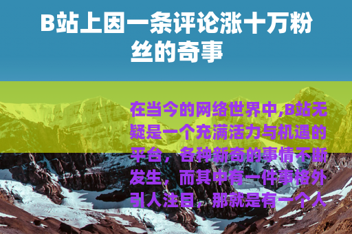 B站上因一条评论涨十万粉丝的奇事