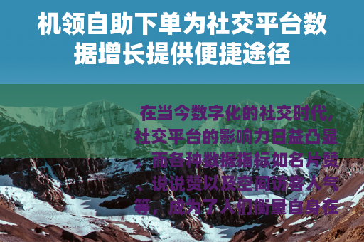 机领自助下单为社交平台数据增长提供便捷途径