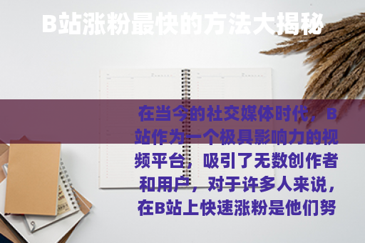 B站涨粉最快的方法大揭秘