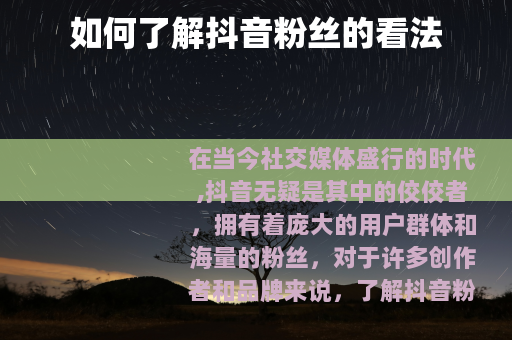 如何了解抖音粉丝的看法