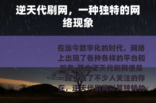 逆天代刷网，一种独特的网络现象