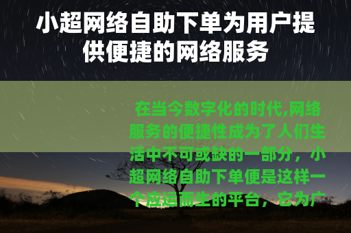 小超网络自助下单为用户提供便捷的网络服务