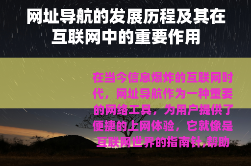 网址导航的发展历程及其在互联网中的重要作用