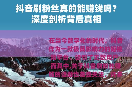 抖音刷粉丝真的能赚钱吗？深度剖析背后真相