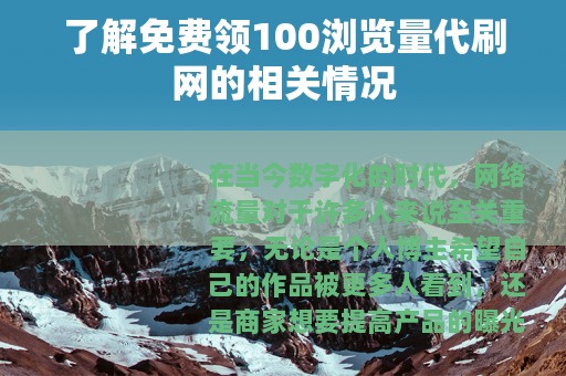 了解免费领100浏览量代刷网的相关情况