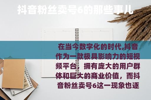 抖音粉丝卖号6的那些事儿