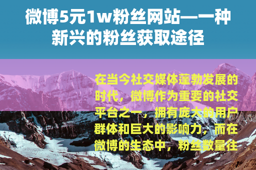 微博5元1w粉丝网站—一种新兴的粉丝获取途径