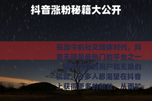 抖音涨粉秘籍大公开