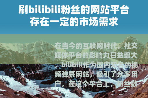 刷bilibili粉丝的网站平台存在一定的市场需求