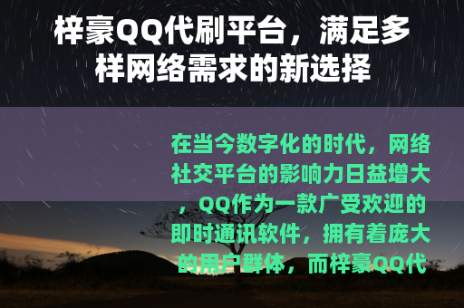 梓豪QQ代刷平台，满足多样网络需求的新选择