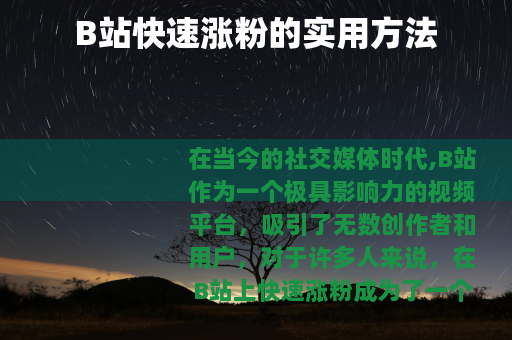 B站快速涨粉的实用方法