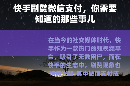 快手刷赞微信支付，你需要知道的那些事儿