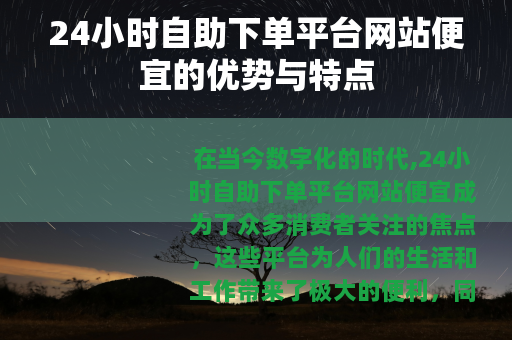 24小时自助下单平台网站便宜的优势与特点