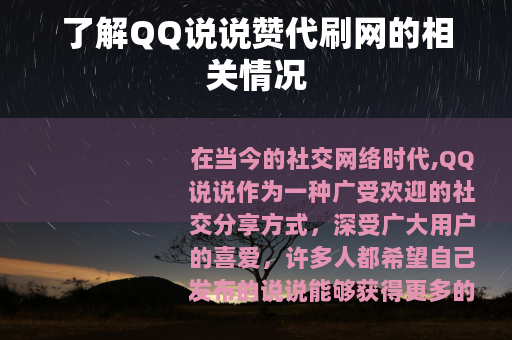 了解QQ说说赞代刷网的相关情况