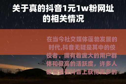 关于真的抖音1元1w粉网址的相关情况